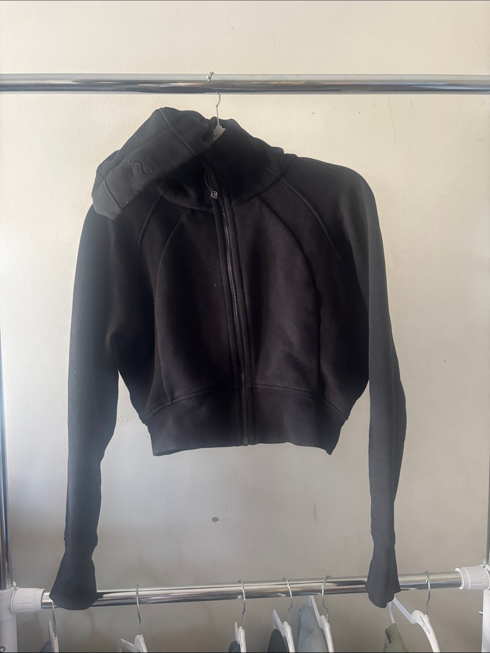 lululemon athletica Black Cropped Zip-Up Bomber Hoodie